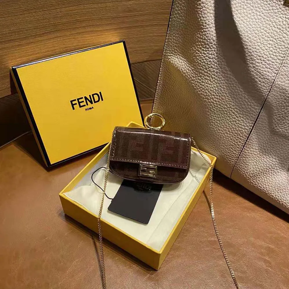 Fendi Nano Baguette Charm Fabric Charm for Women in Brown