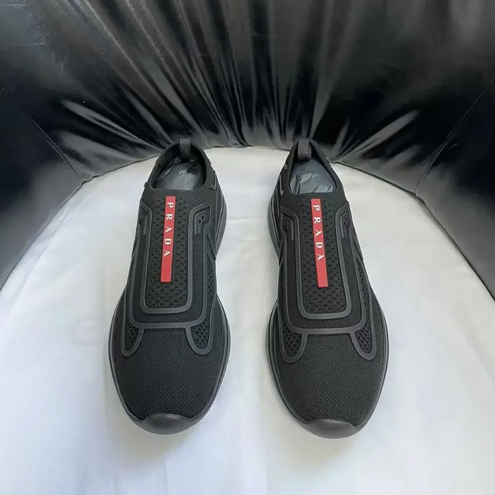 Prada Americas Cup Knit Slip-On for Men in Black