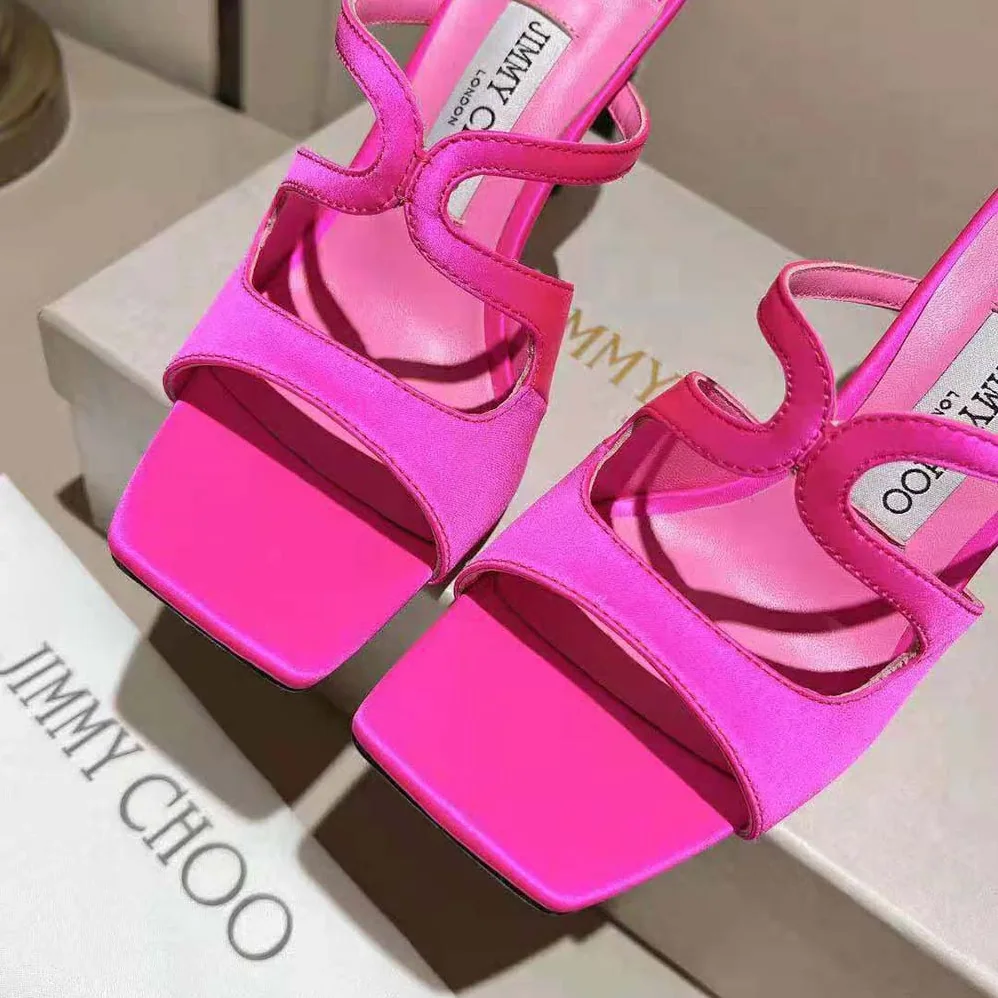 Jimmy Choo Anise 95 Fuchsia Satin Mules in 95mm Heel Height for Women Jimmy Choo Anise 95 Fuchsia Satin Mules in 95mm Heel Height for Women