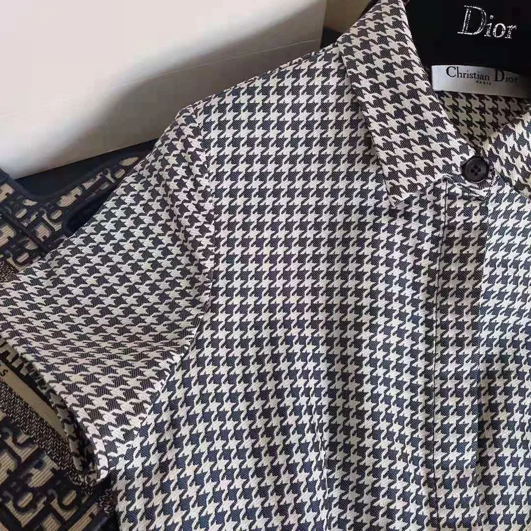 Dior Mid-Length Belted Dress Black and White Technical Cotton Jacquard and Silk for Women