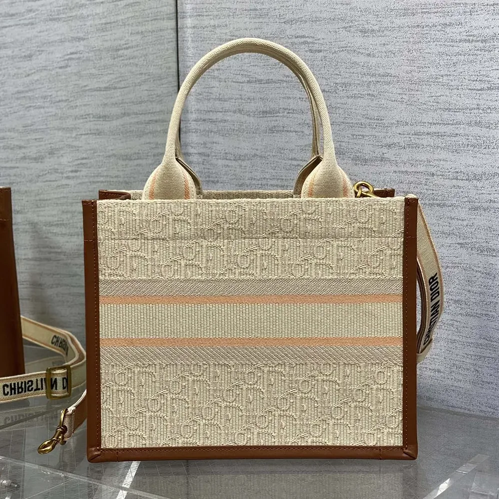 Dior Small Dior Book Tote Beige Dior Oblique Embroidered Raffia and Camel Calfskin for Women Dior Small Dior Book Tote Beige Dior Oblique Embroidered Raffia and Camel Calfskin for Women