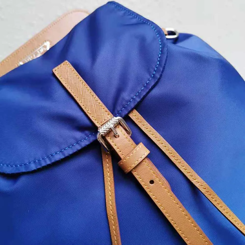Prada Nylon and Saffiano Leather Backpack for Women in Blue