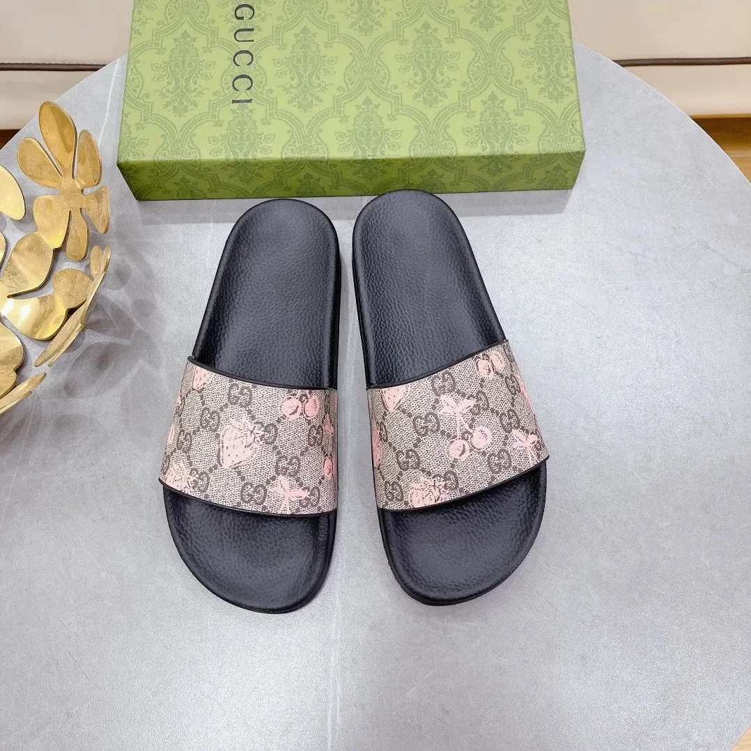Gucci GG Slide Sandal With Strawberry And Cherry Black for Women Gucci GG Slide Sandal With Strawberry And Cherry Black for Women