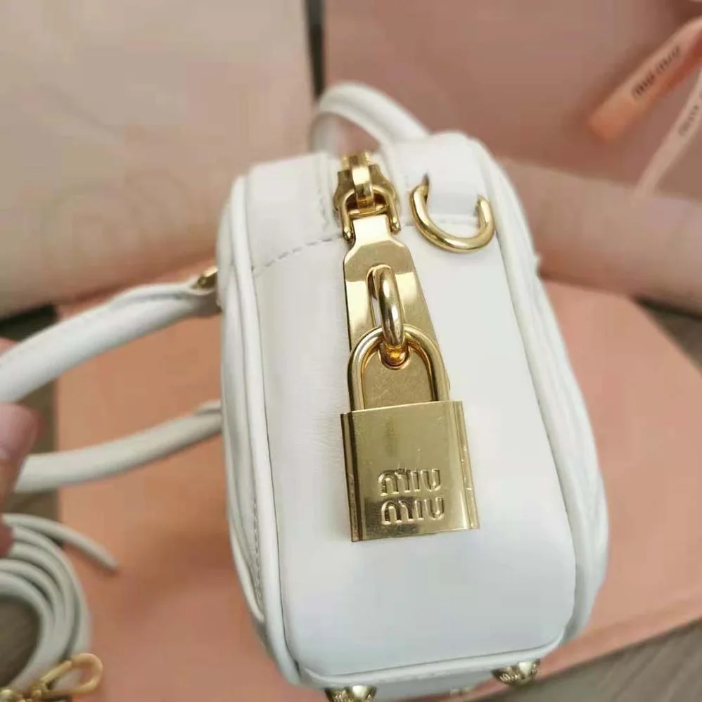 Miu Miu Matelassé Nappa Leather Top-Handle Bag for Women in White