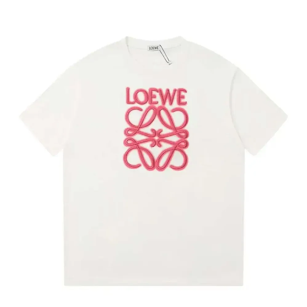 Loewe LOEWE Neon T-shirt in Cotton for Men in White/Pink