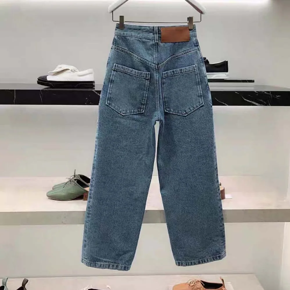 Loewe Anagram Cropped Jeans in Denim for Women Loewe Anagram Cropped Jeans in Denim for Women