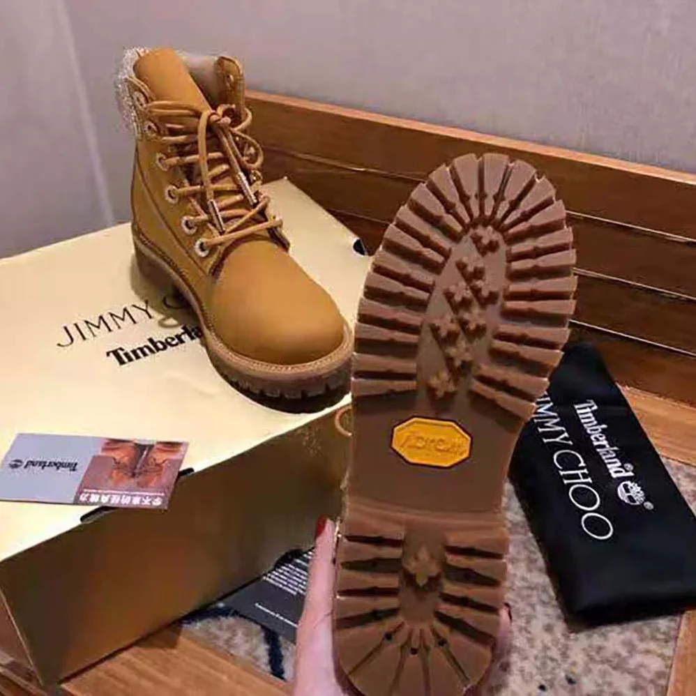 Jimmy Choo JC X Timberland/F Wheat Nubuck Leather Boots with Crystal Collar for Women Jimmy Choo JC X Timberland/F Wheat Nubuck Leather Boots with Crystal Collar for Women
