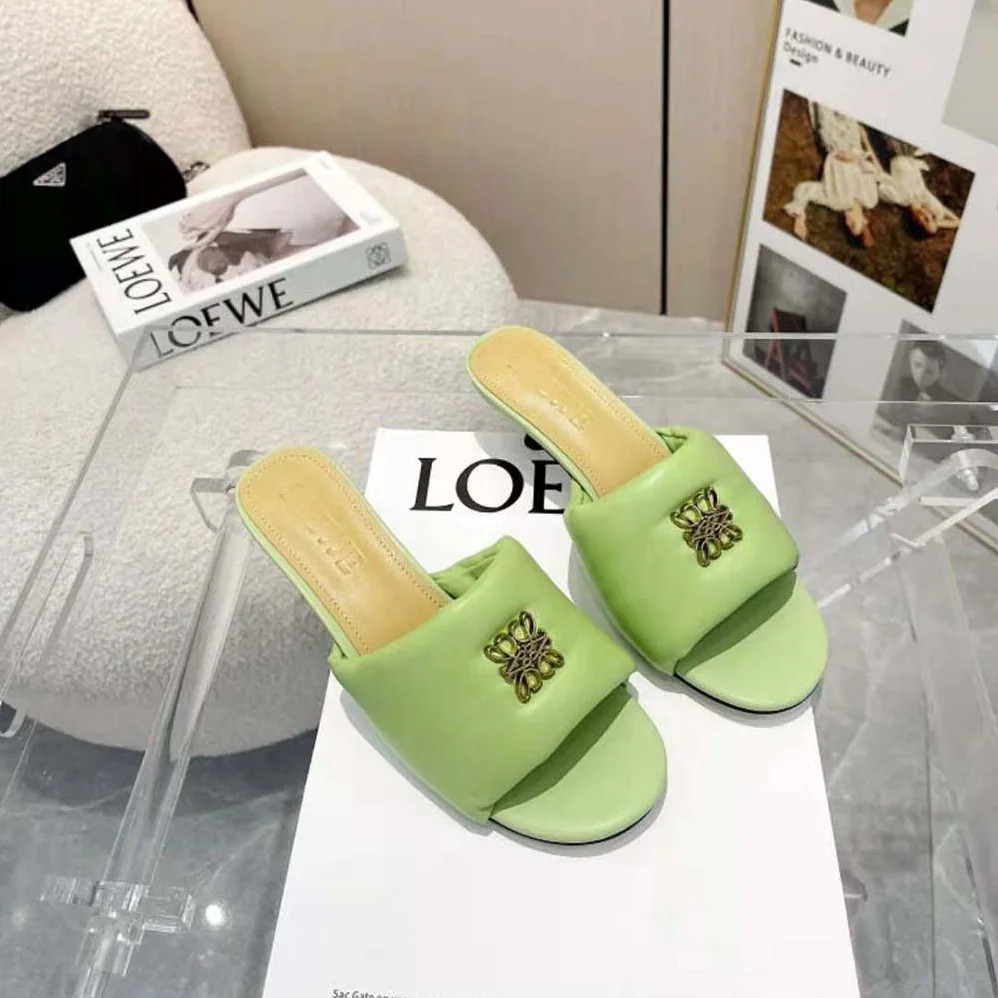 Loewe Anagram Padded Mule in Lambskin for Women in Green