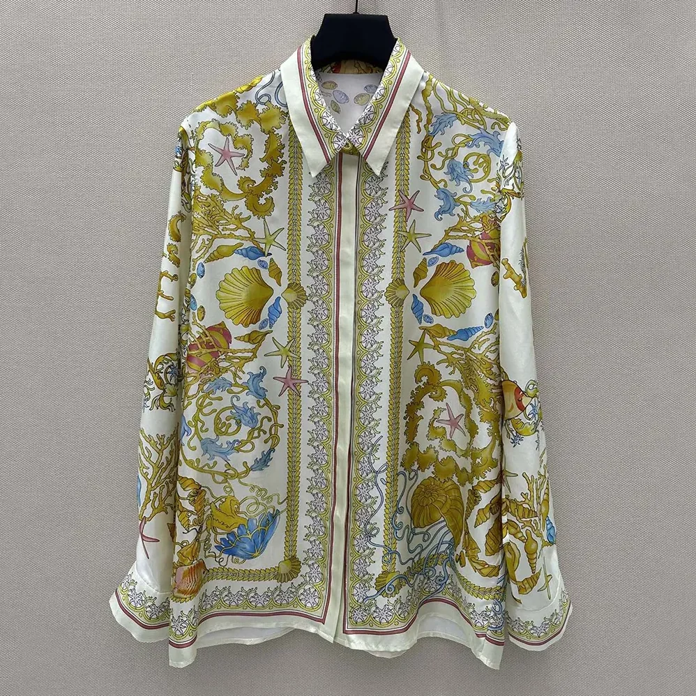 Versace Underwater Barocco Silk Shirt for Women