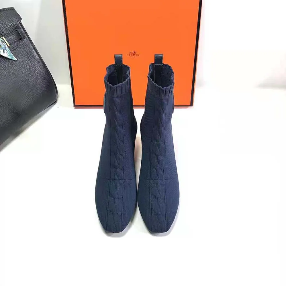Hermes Volver 60 Ankle Boot in 7cm Heel Height for Women in Navy