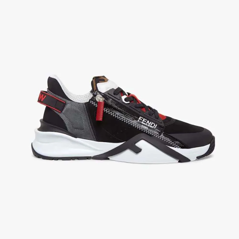 Fendi Flow Multicolor Suede Low-Tops for Men in Red Fendi Flow Multicolor Suede Low-Tops for Men in Red