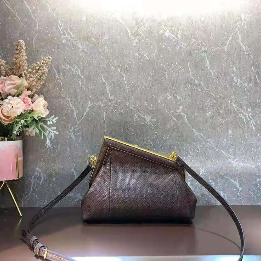 Fendi First Small Dark Brown Python Leather Bag for Women Fendi First Small Dark Brown Python Leather Bag for Women