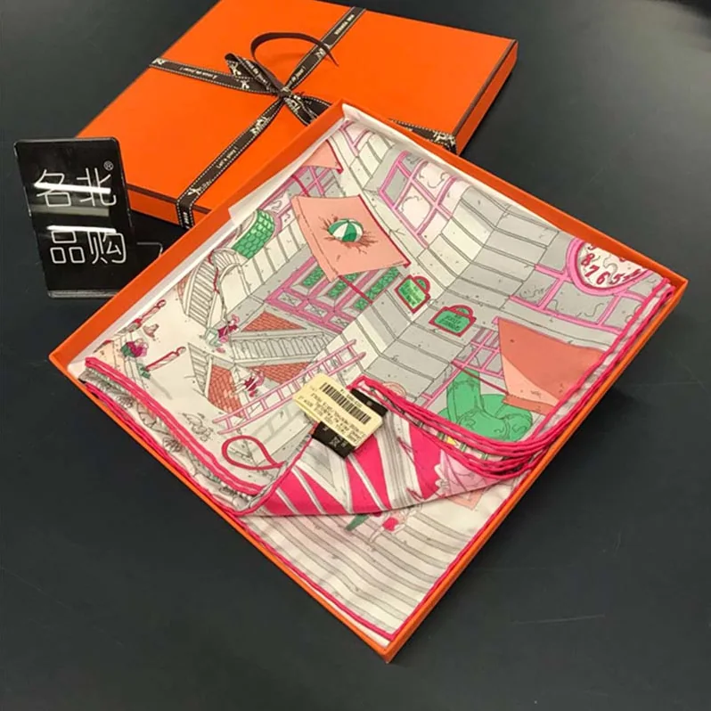 Hermes Le Grand Prix Du Faubourg Scarf 90 for Women in White Hermes Le Grand Prix Du Faubourg Scarf 90 for Women in White