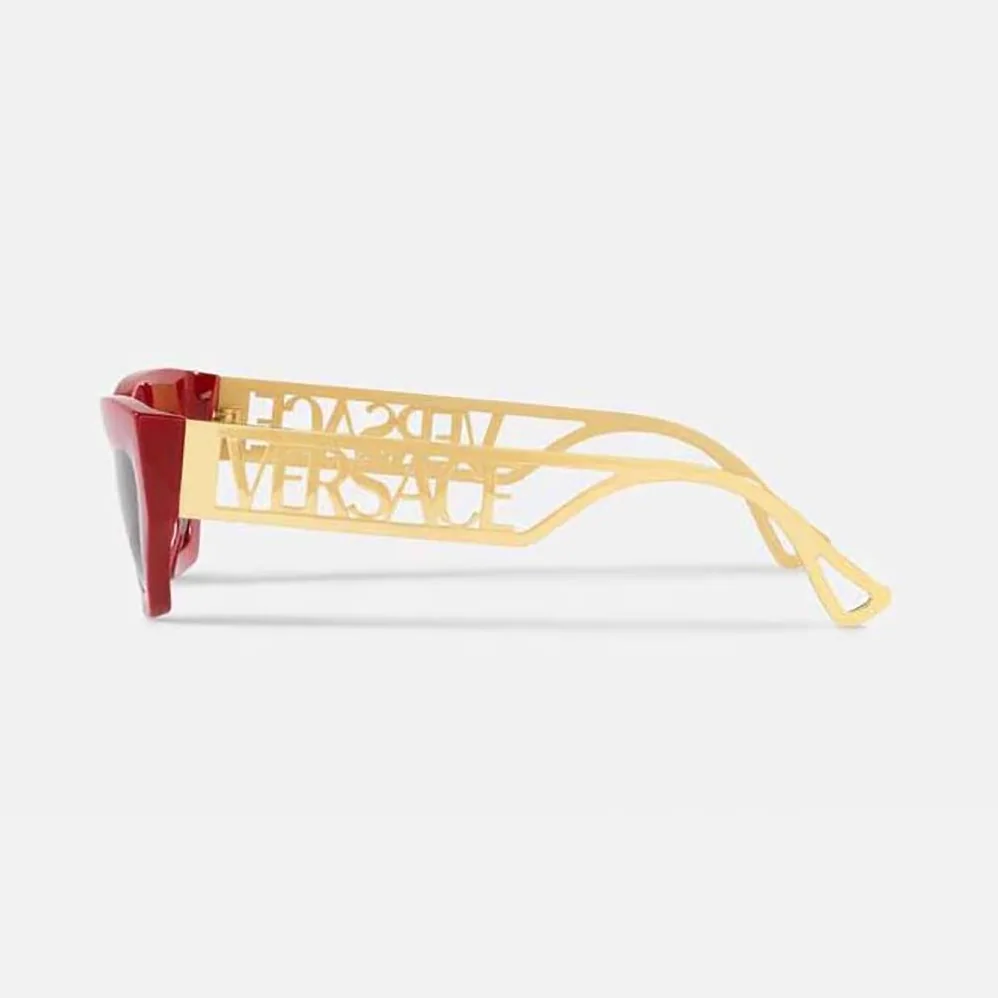 Versace 90s Vintage Logo Cat-Eye Sunglasses for Women in Red