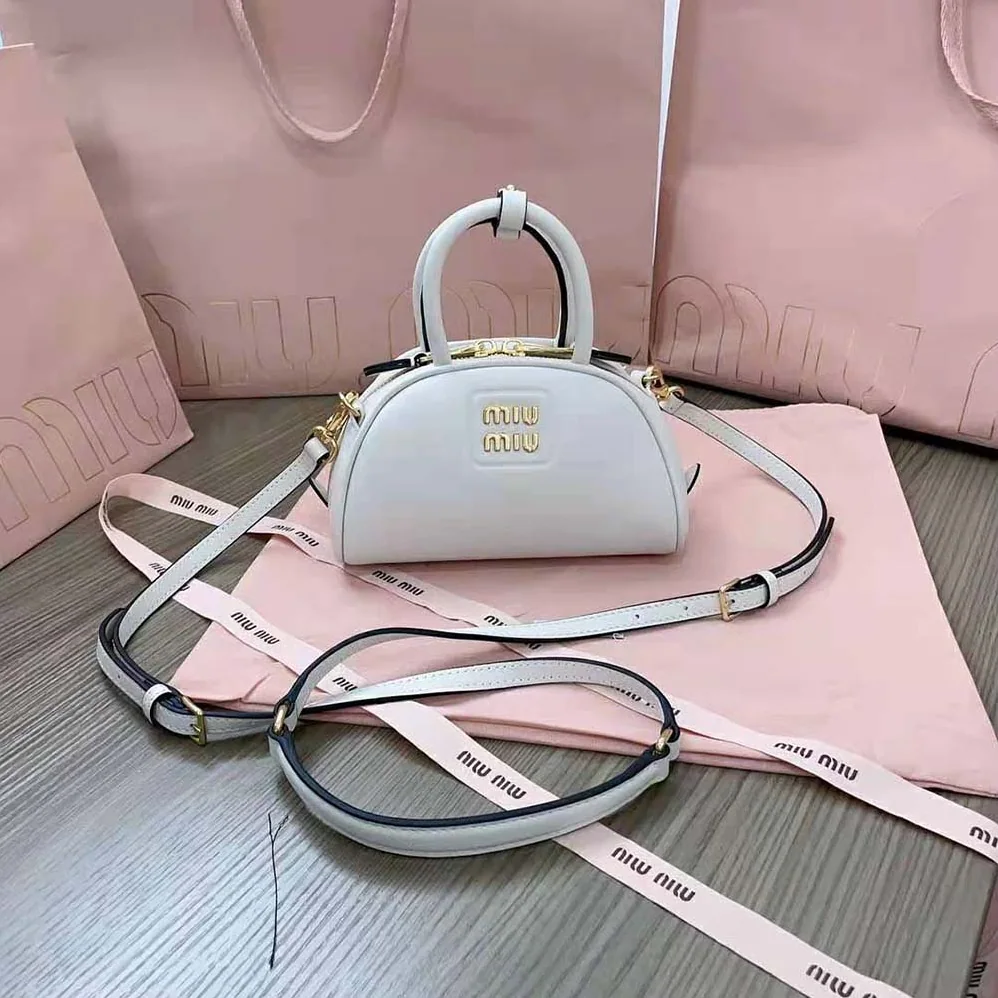 Miu Miu Mini Leather Top-handle Bag for Women in White Miu Miu Mini Leather Top-handle Bag for Women in White