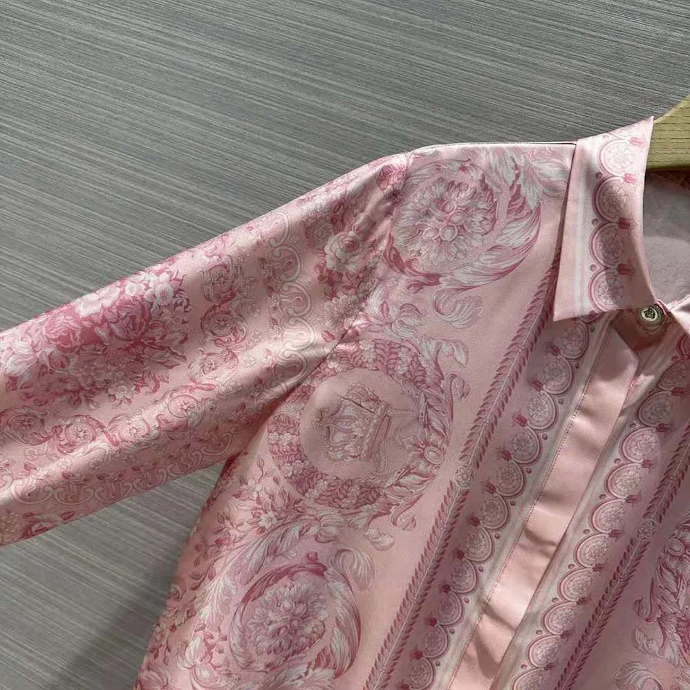 Versace Barocco Silk Shirt for Women in Pink Versace Barocco Silk Shirt for Women in Pink