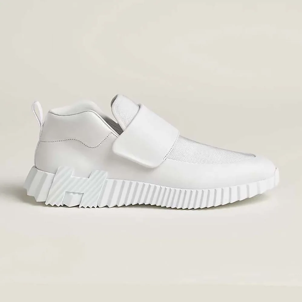 Hermes H Sneaker in Stretch Canvas and Calfskin for Men in White Hermes H Sneaker in Stretch Canvas and Calfskin for Men in White