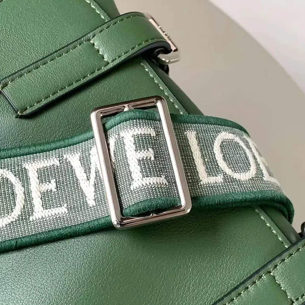 Loewe XS Military Messenger Bag in Supple Smooth Calfskin and Jacquard for Men in Green Loewe XS Military Messenger Bag in Supple Smooth Calfskin and Jacquard for Men in Green