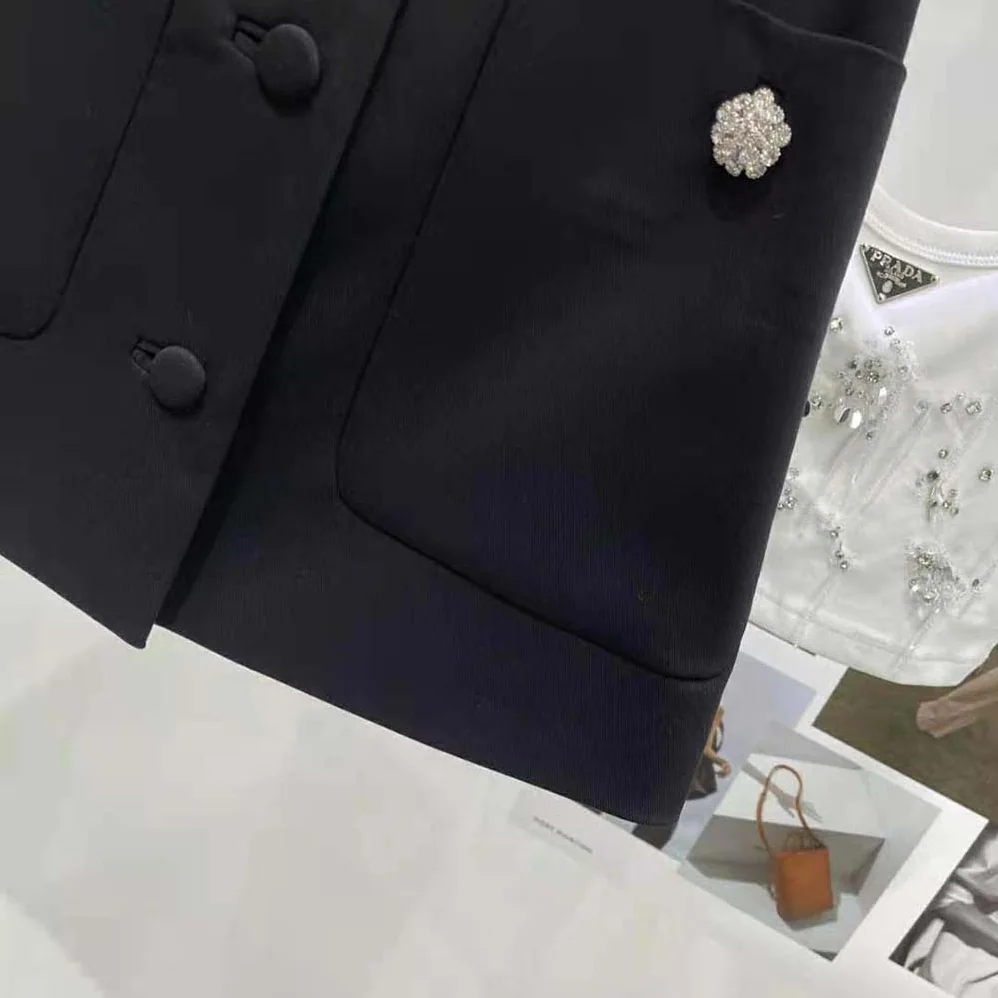 Prada Wool Satin Miniskirt for Women in Black Prada Wool Satin Miniskirt for Women in Black
