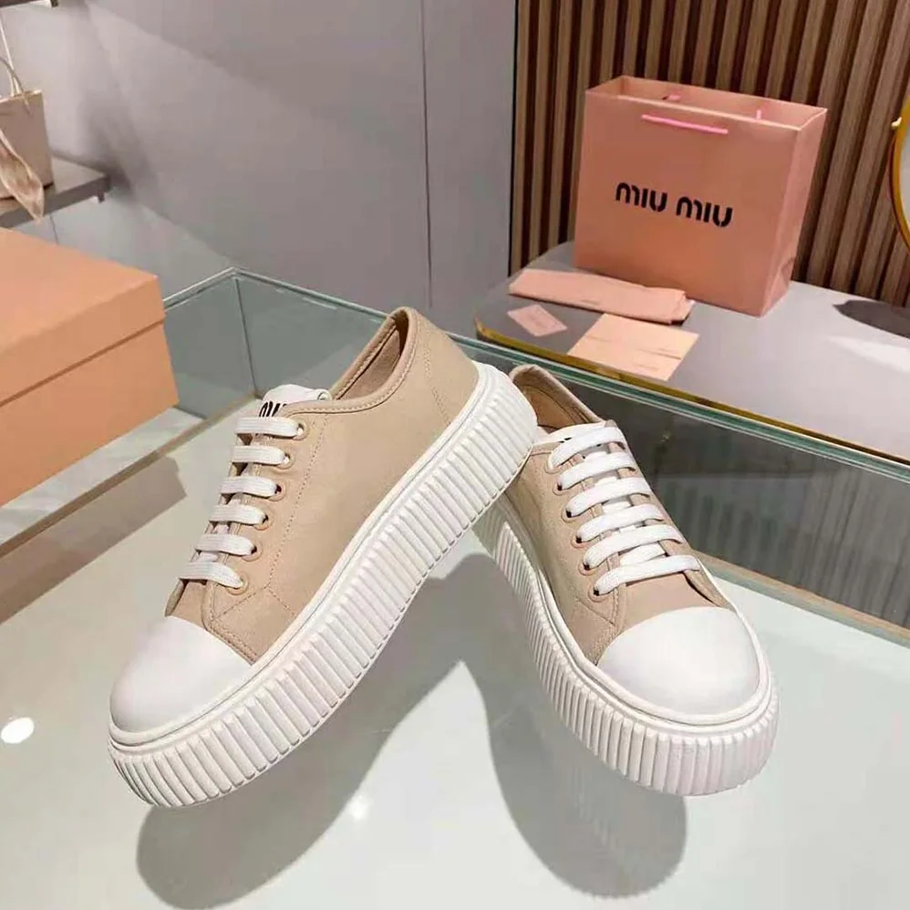 Miu Miu Denim Sneakers EVA Sole with Logo for Women in Pink Miu Miu Denim Sneakers EVA Sole with Logo for Women in Pink