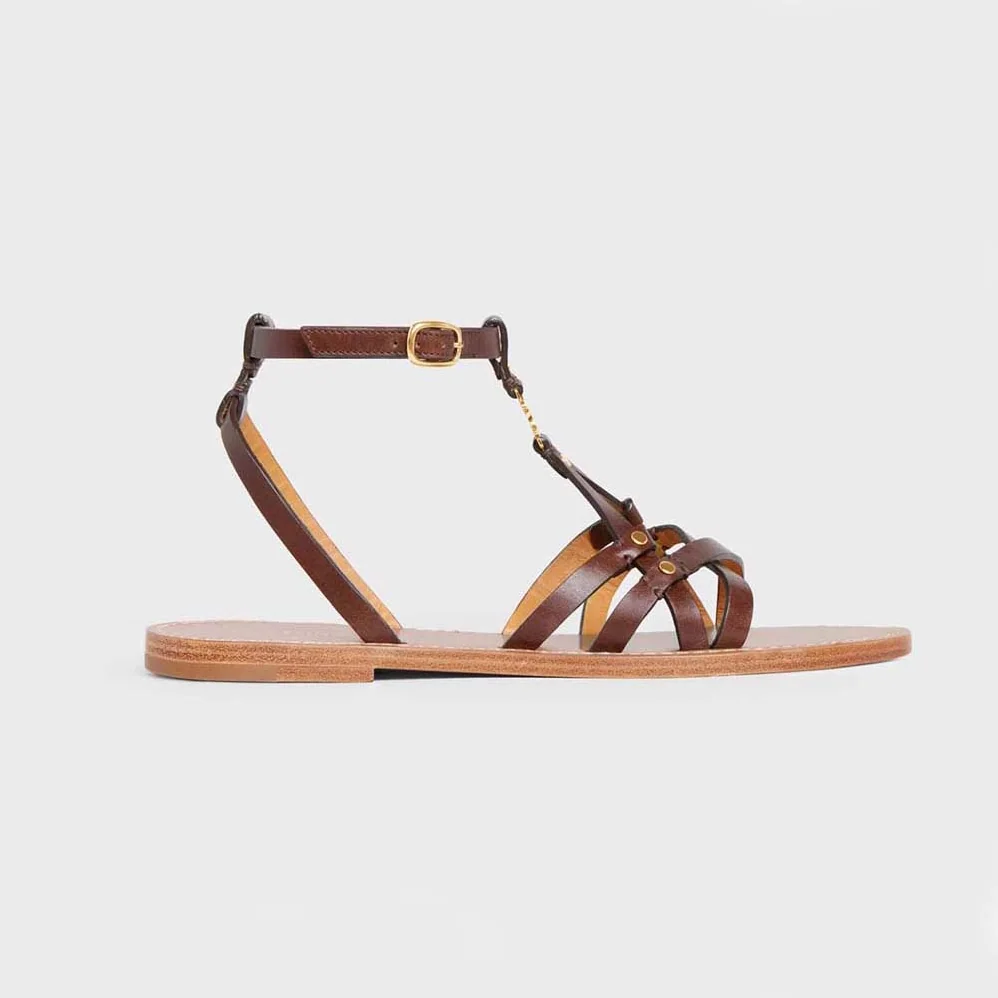 Celine Taillat Triomphe Sandal in Vegetable for Women in Tanned Calfskin
