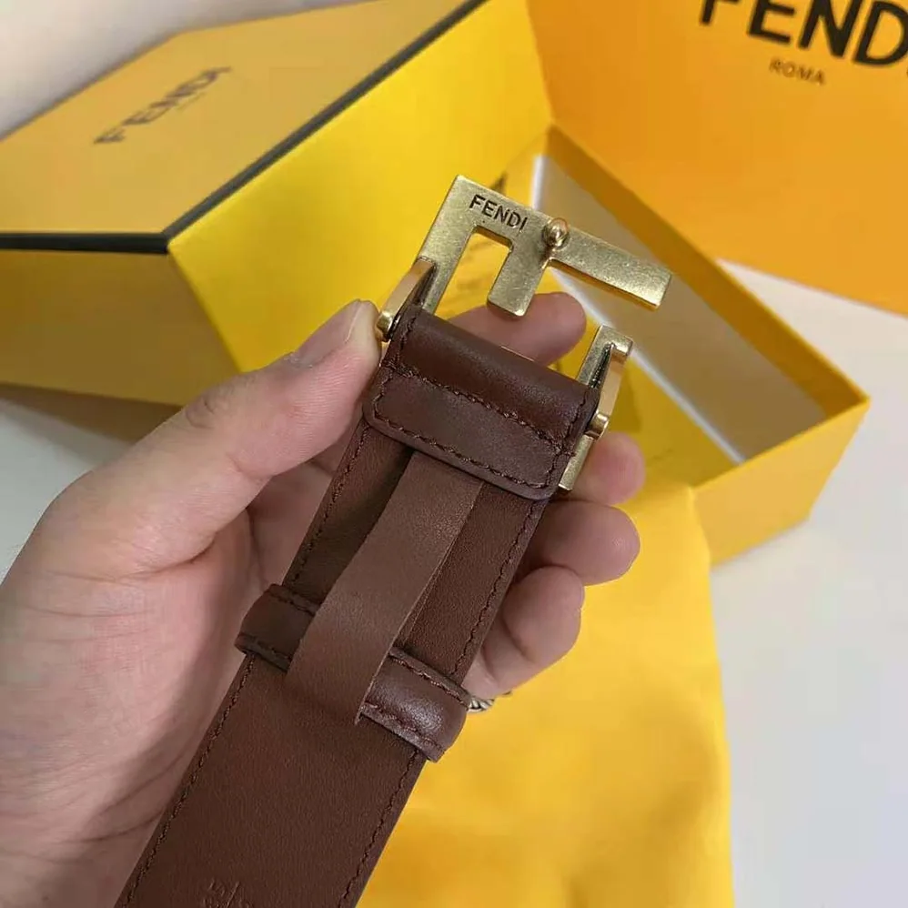 Fendi Belt with Loop and FF Stud Buckle for Women