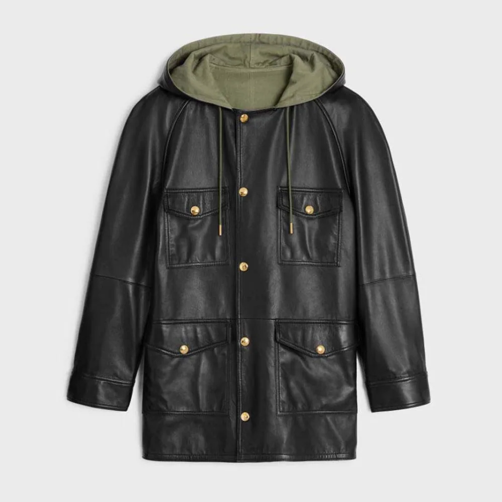 Celine Oversized Parka in Plongé Lambskin for Women Celine Oversized Parka in Plongé Lambskin for Women