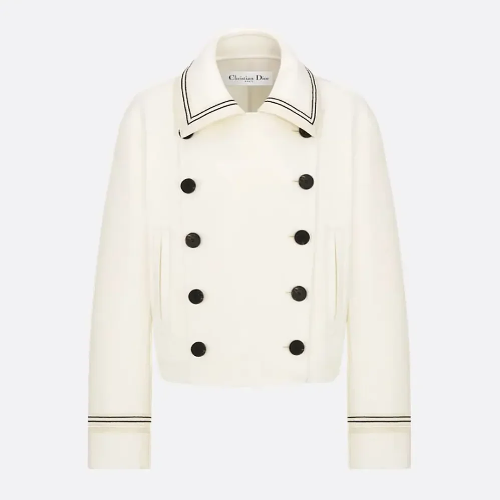 Dior Peacoat Ecru Double-Sided Virgin Wool-Angora for Women in Blend Felt Dior Peacoat Ecru Double-Sided Virgin Wool-Angora for Women in Blend Felt