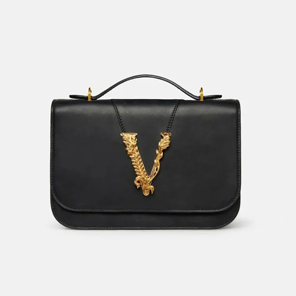 Versace Virtus Shoulder Bag in Calfskin Leather for Women Versace Virtus Shoulder Bag in Calfskin Leather for Women