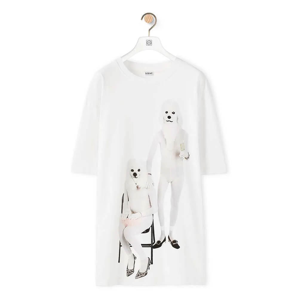 Loewe Twin Dog Print T-shirt in Cotton for Men in White Loewe Twin Dog Print T-shirt in Cotton for Men in White