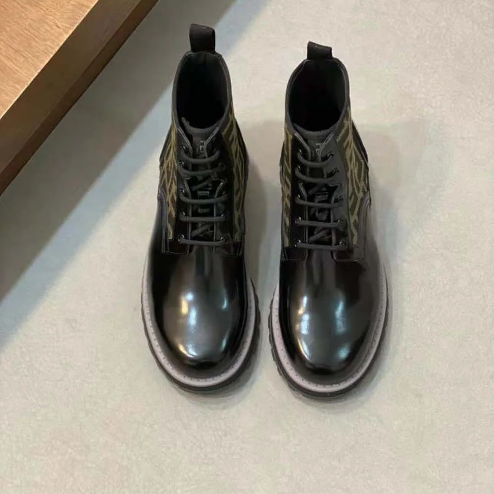 Fendi Biker Boots Black Leather Biker for Men