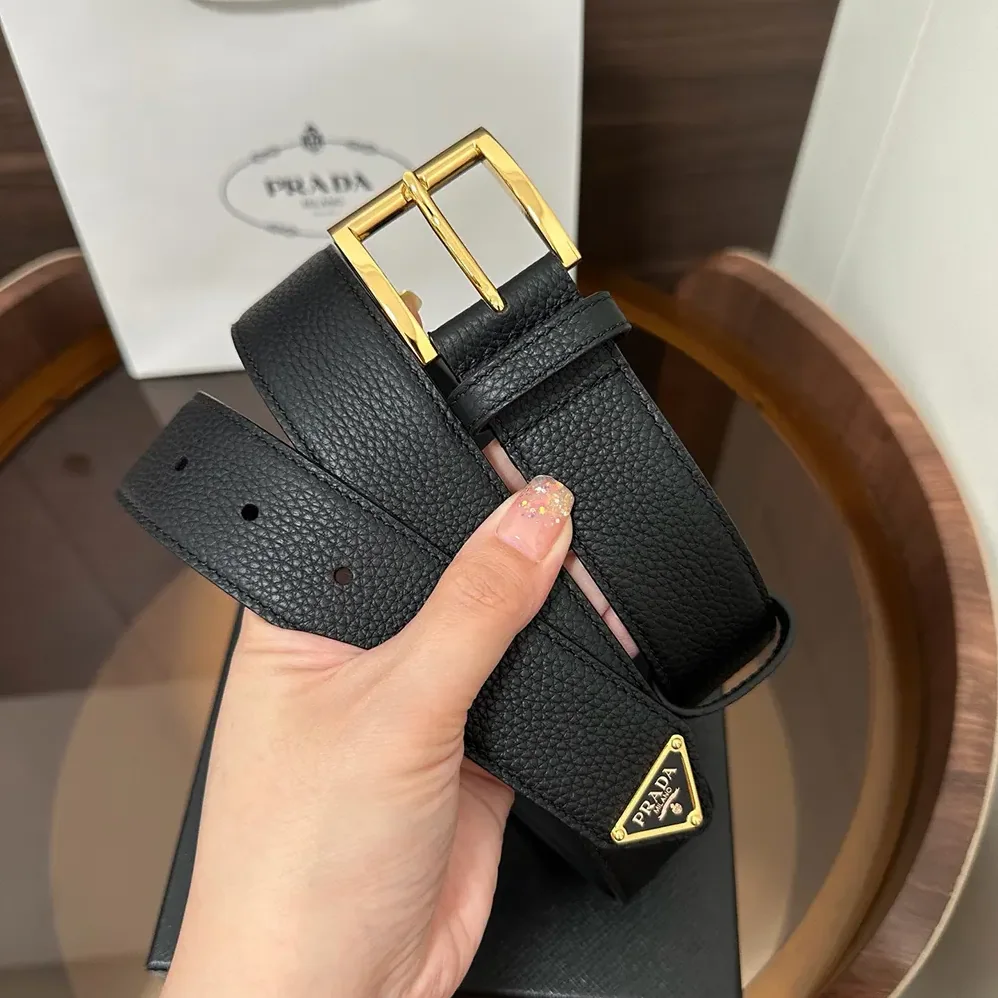 Prada Saffiano Leather Belt for Women in Black Prada Saffiano Leather Belt for Women in Black
