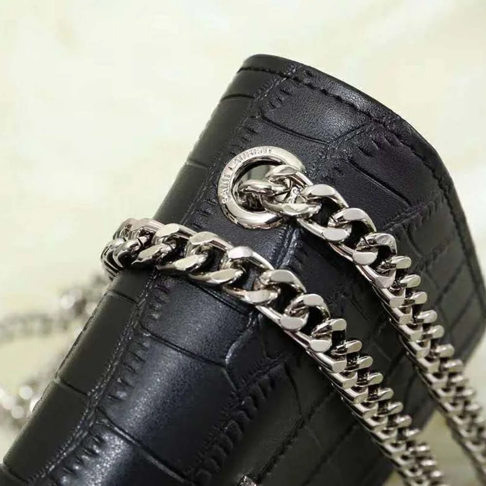 Saint Laurent YSL Kate Tassel Chain Wallet Crocodile Embossed for Women in Black Saint Laurent YSL Kate Tassel Chain Wallet Crocodile Embossed for Women in Black