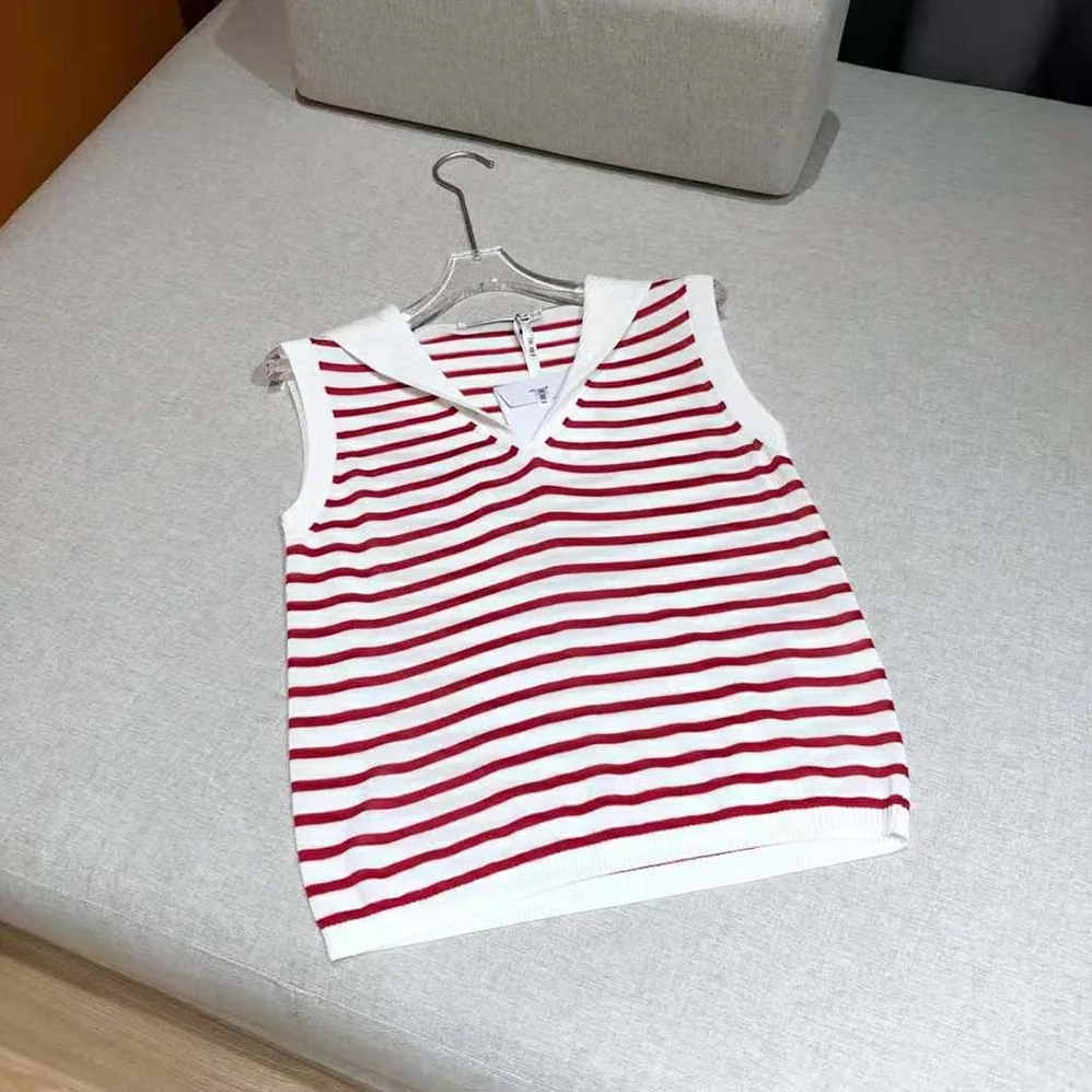 Dior Dioriviera Sleeveless Sweater Raspberry and White Dior Mariniere Silk and Cotton Knit for Women