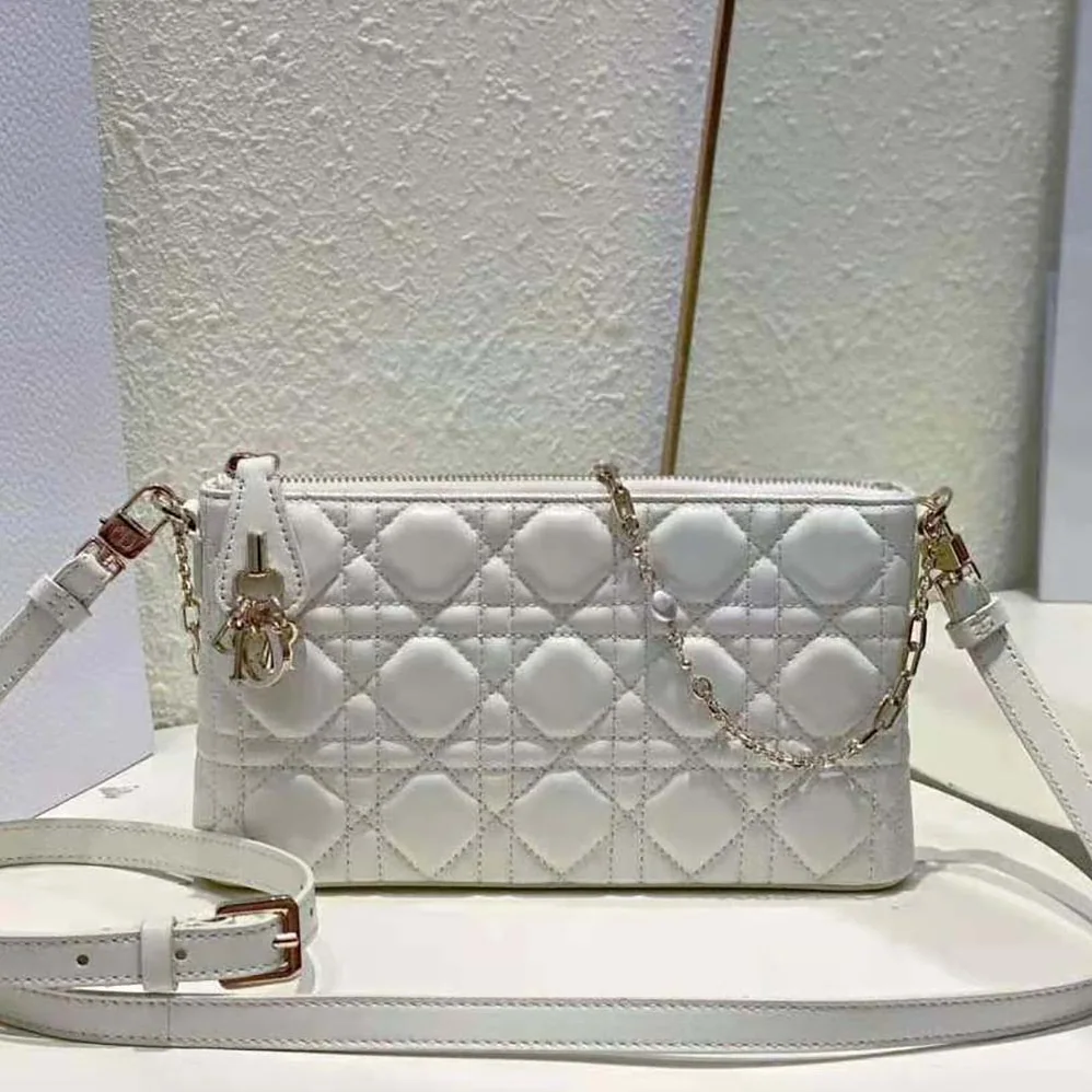 Dior Miss Dior Dior Midi Mini Bag White Cannage Lambskin for Women