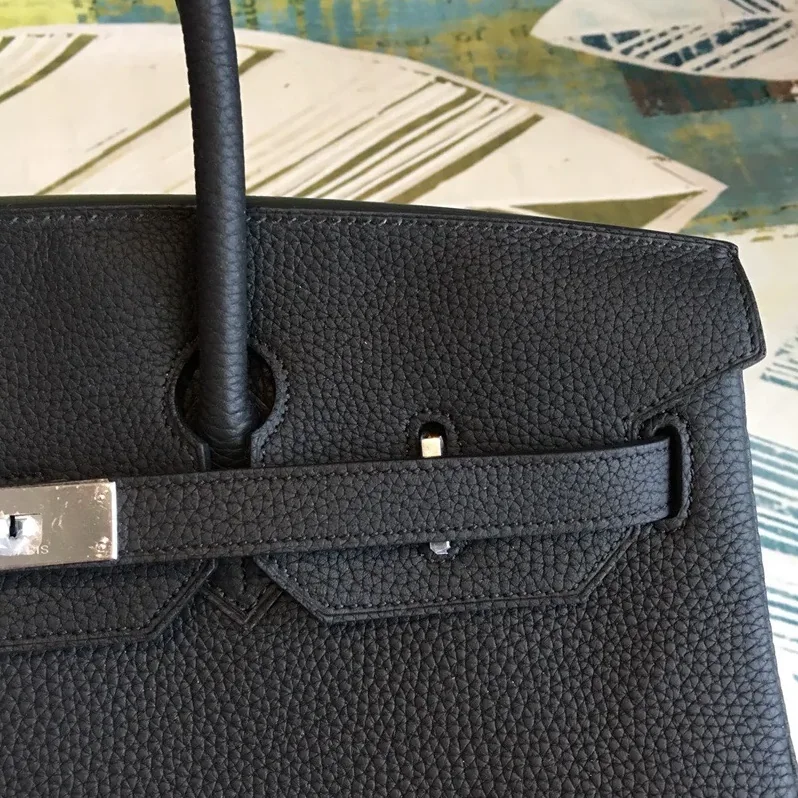 Hermes Birkin Top Handle Bag in Black Silver Hardware
