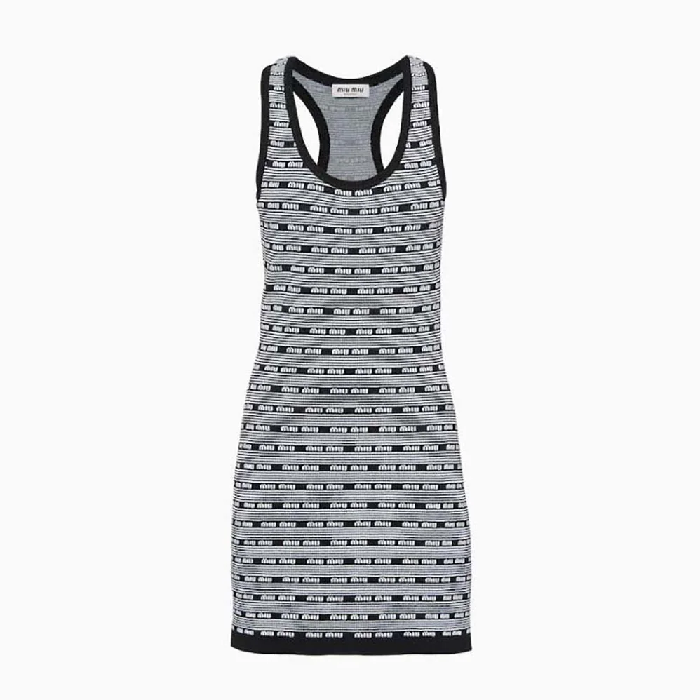 Miu Miu Viscose Mini for Women in Dress with Jacquard Logo