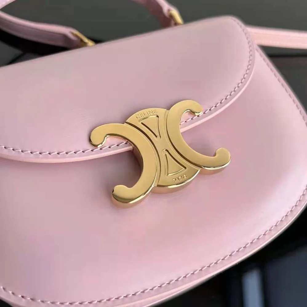 Celine Mini Besace Triomphe in Shiny Calfskin for Women in Pink Celine Mini Besace Triomphe in Shiny Calfskin for Women in Pink