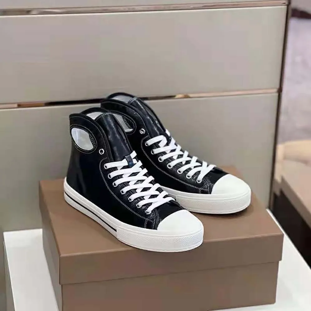 Burberry Porthole Detail Leather High-top Sneakers for Men in Black