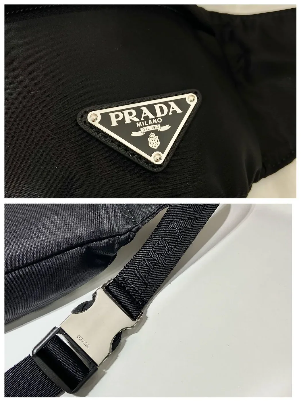 Prada Re-Nylon And Saffiano Belt Bag Black