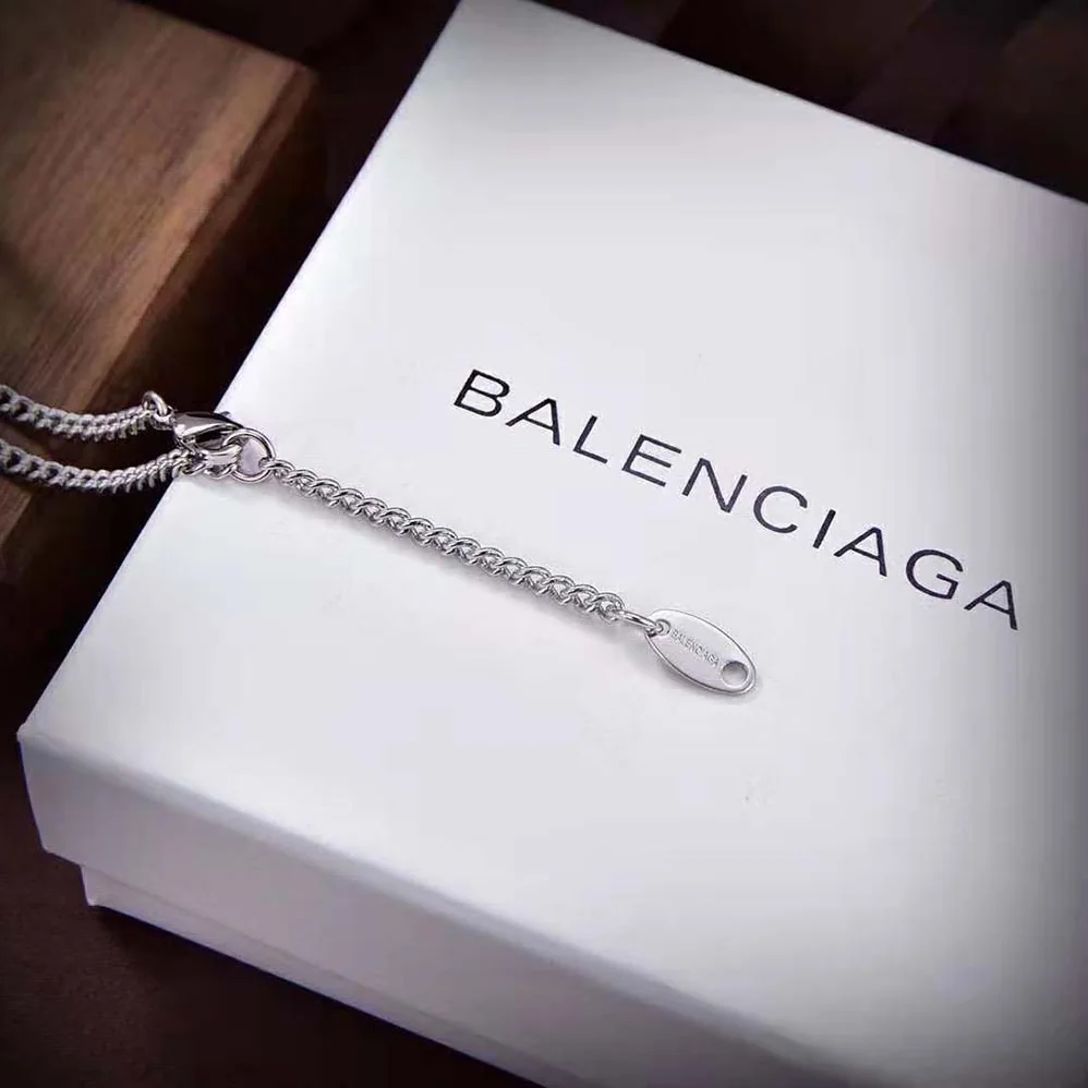 Balenciaga Typo Mirror Necklace in Shiny Silver for Women