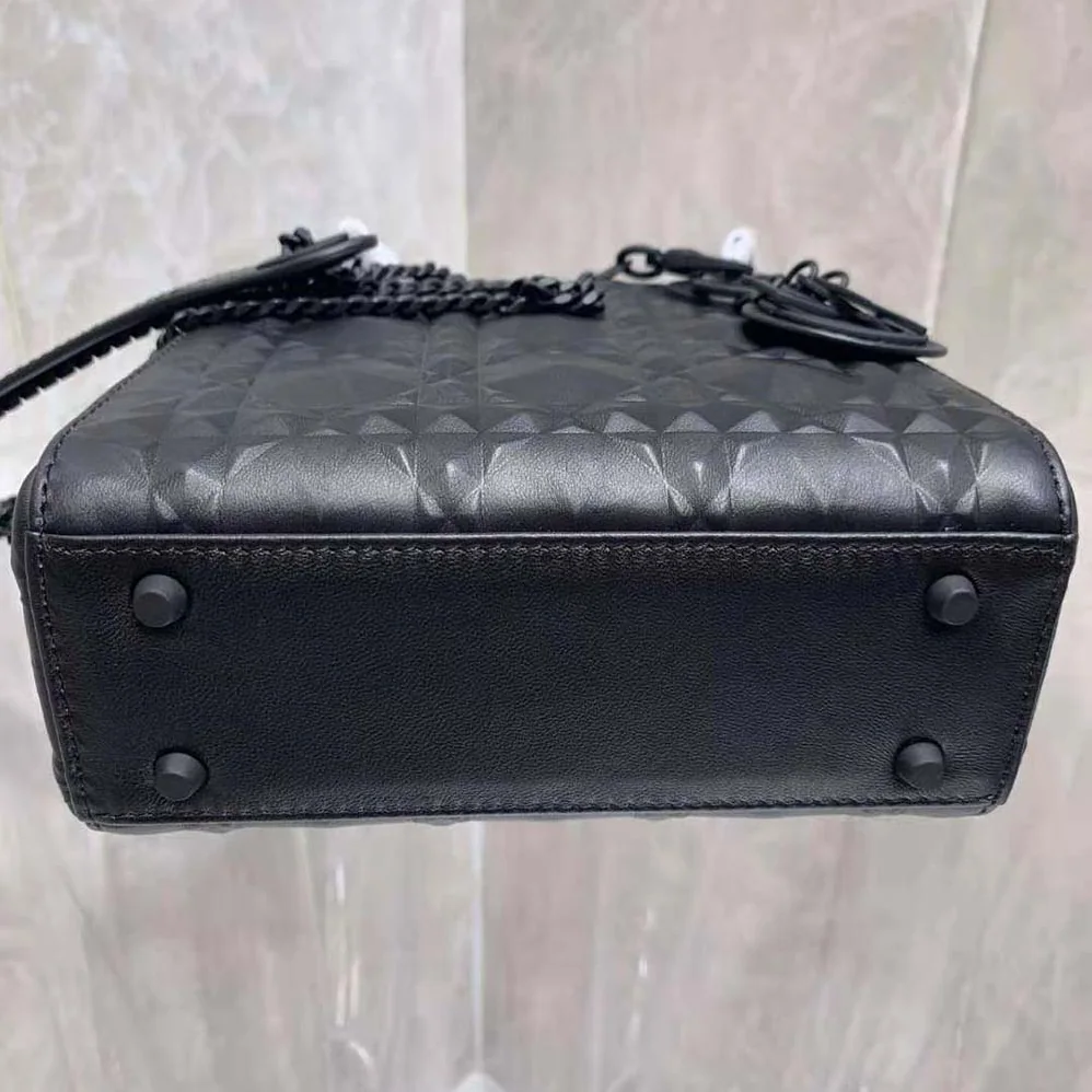 Dior Small Lady Dior my Abcdior Bag Black Cannage Calfskin with Diamond Motif for Women