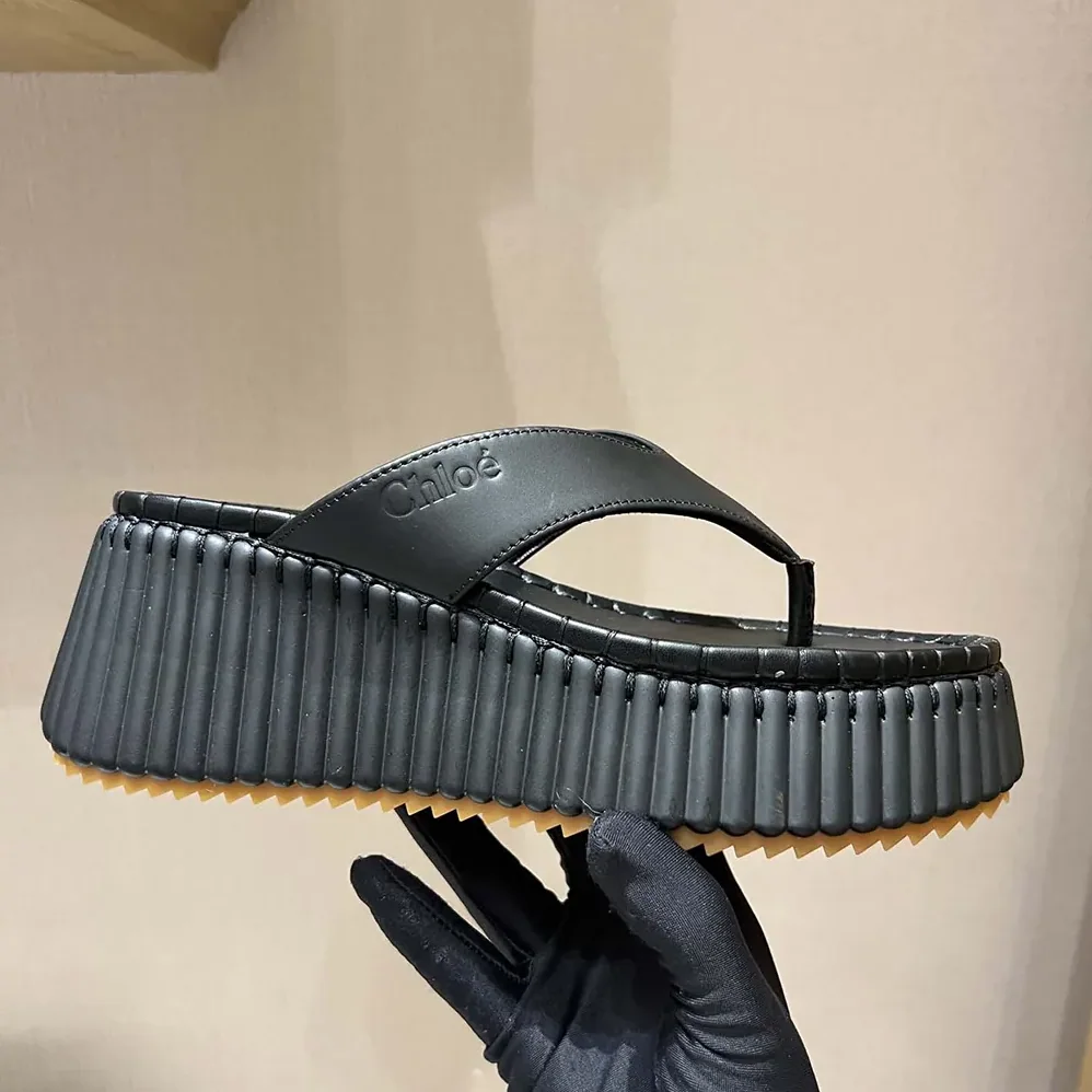 Chloe Nama Wedge Slide for Women in Black