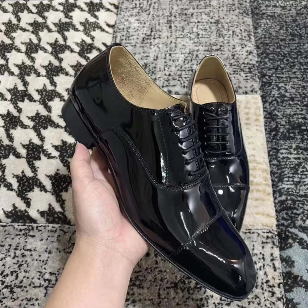 Christian Louboutin Greggo Lace-up Shoes in Patent Calf Leather for Men in Black Christian Louboutin Greggo Lace-up Shoes in Patent Calf Leather for Men in Black