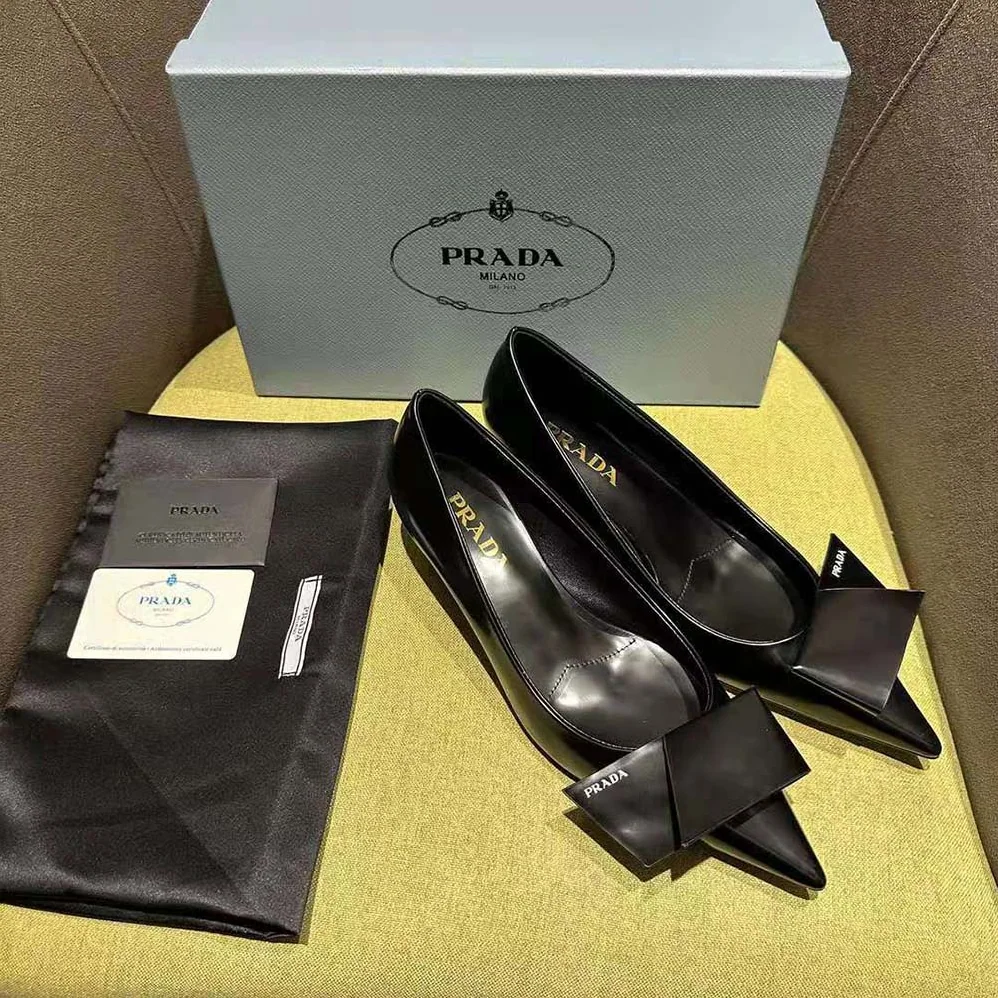 Prada Brushed Leather Pumps for Women in Black Prada Brushed Leather Pumps for Women in Black