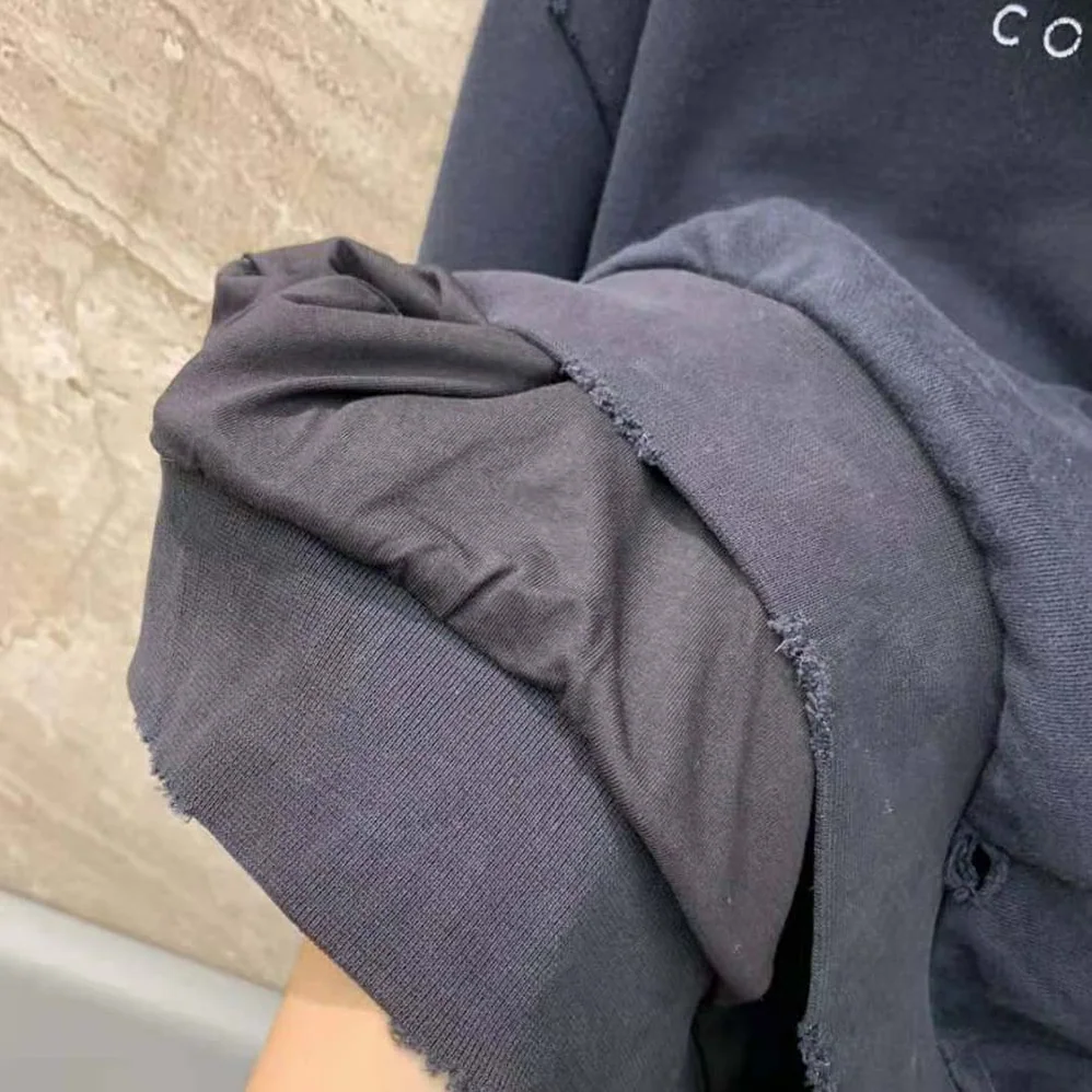Dior Christian Dior Couture Hooded Sweatshirt Black Cotton Fleece with Dévoré Effect for Women Dior Christian Dior Couture Hooded Sweatshirt Black Cotton Fleece with Dévoré Effect for Women