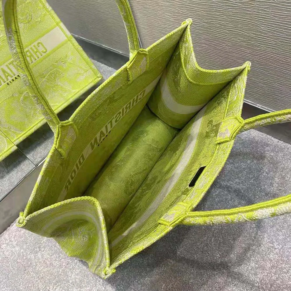 Dior Small Dior Book Tote Lime Toile de Jouy Reverse Embroidery for Women Dior Small Dior Book Tote Lime Toile de Jouy Reverse Embroidery for Women