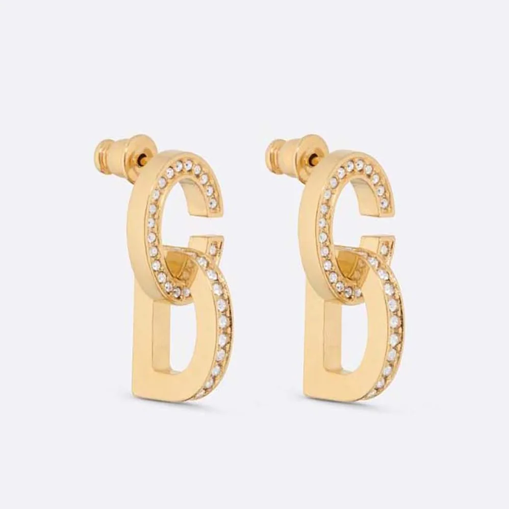 Dior CD Lock Earrings Gold-Finish Metal and Silver for Women in Tone Crystals