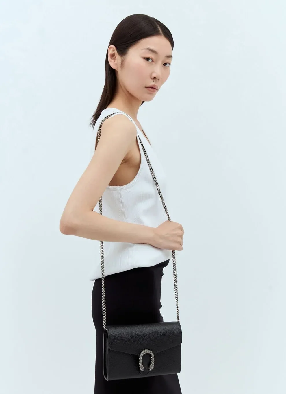 Gucci Dionysus Mini Chain Shoulder Bag / Emerald Black Metal-Free Tanned Antique Silver Hardware