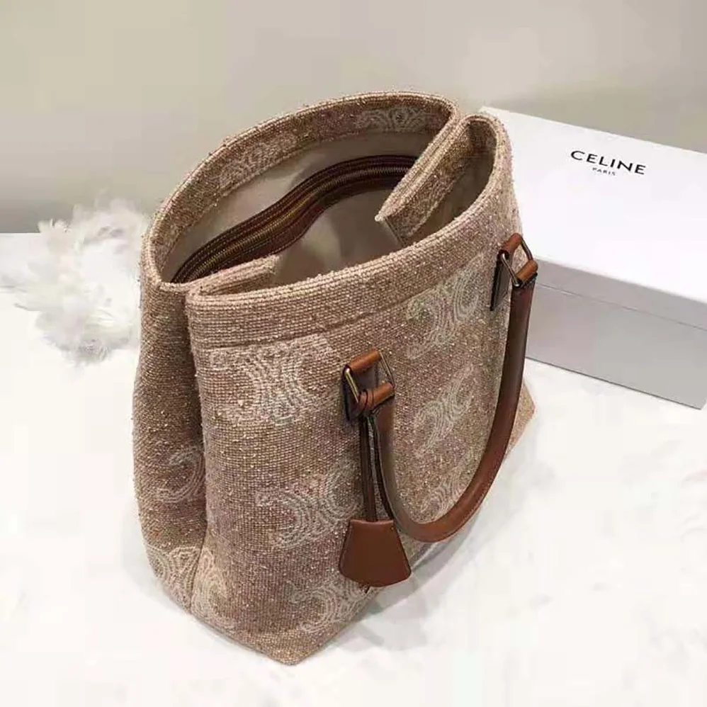 Celine Horizontal Cabas Celine in Triomphe Jacquard and Calfskin for Women